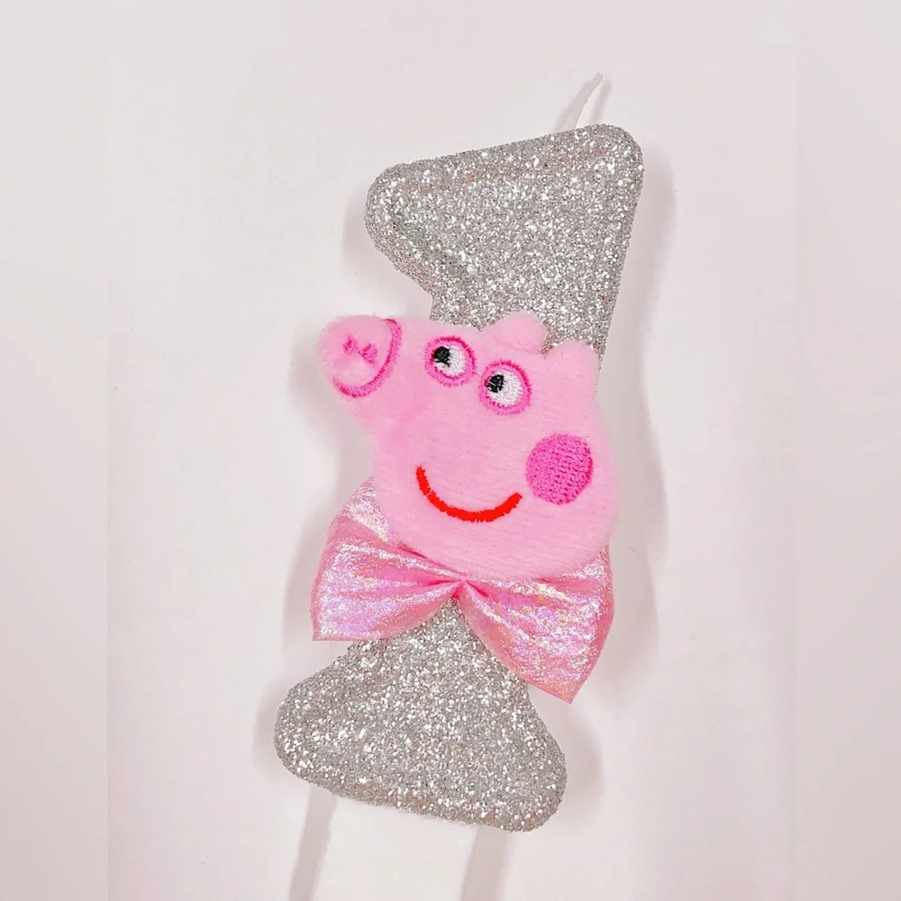 New!PeppaPig Candle Number Glitter Birthday Candle Cake Topper Party Supply Gift